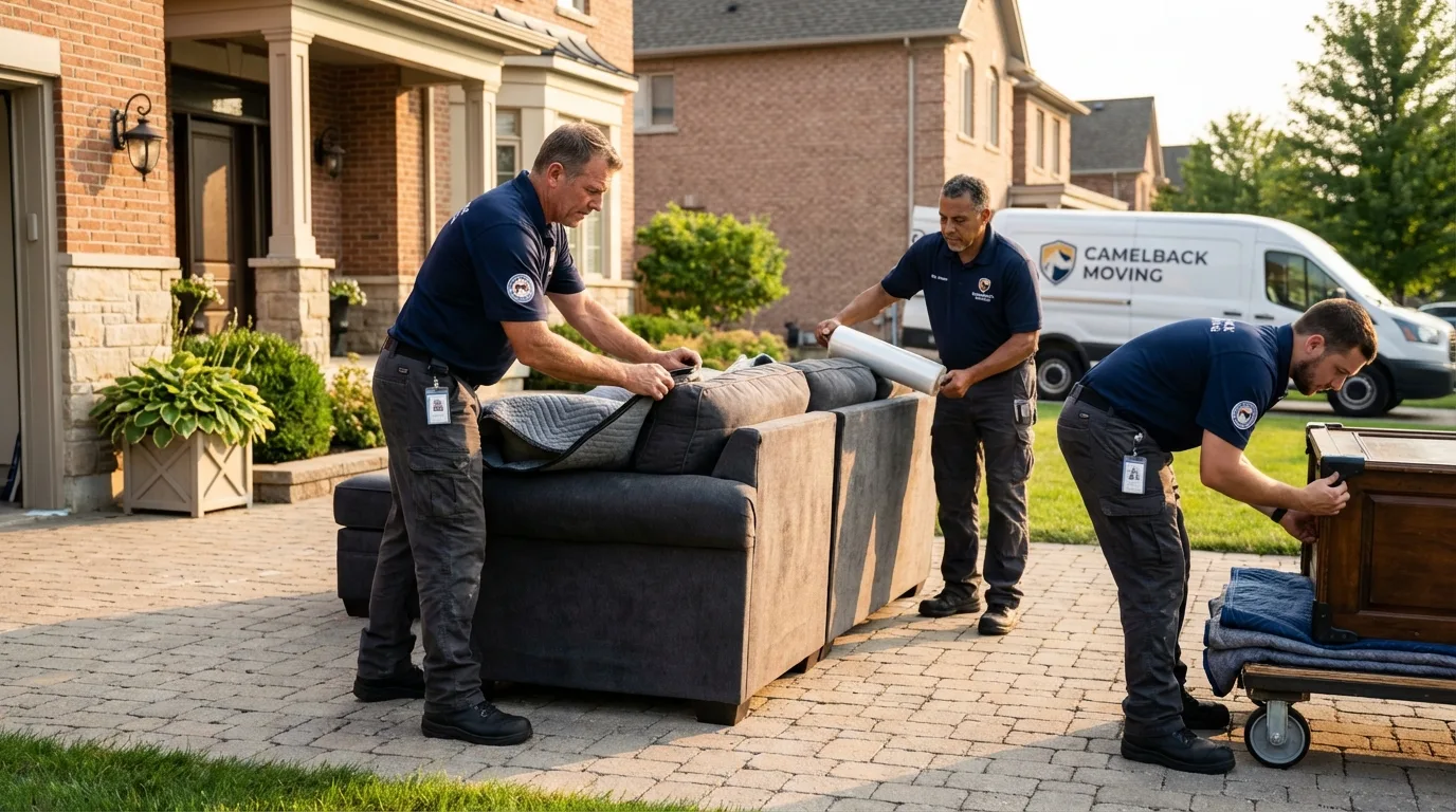 Large estate moving crew wrapping furniture in Greenwood, LA